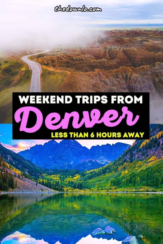 The best Denver road trips and weekend getaways from Denver, Colorado. Looking to escape the Mile High? Here are the best trips in and around Colorado, the Rocky Mountain towns like Aspen, natural beauties like the Maroon Bells, national parks like the Badlands, and neighboring states like Wyoming. All are easy roadtrips and great drives across america. #usa #co #denver #roadtrip