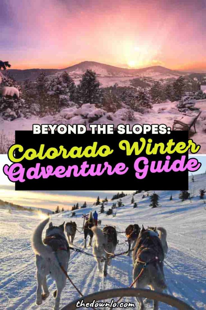 Winter in Colorado is a magical vacation destination, and while most people head to the ski resorts or hibernate in Denver, there are plenty of other fun things to do and activities in Vail, Breckenridge, Boulder and beyond! Visit ice castle, snowshoe in Rocky Mountain National Park, snow bike in Estes Park, snowmobile in the opportunities for snow adventures, Instagram photography, and beautiful hiking landscapes. #denver #colorado #holidays #winter #ski #snow