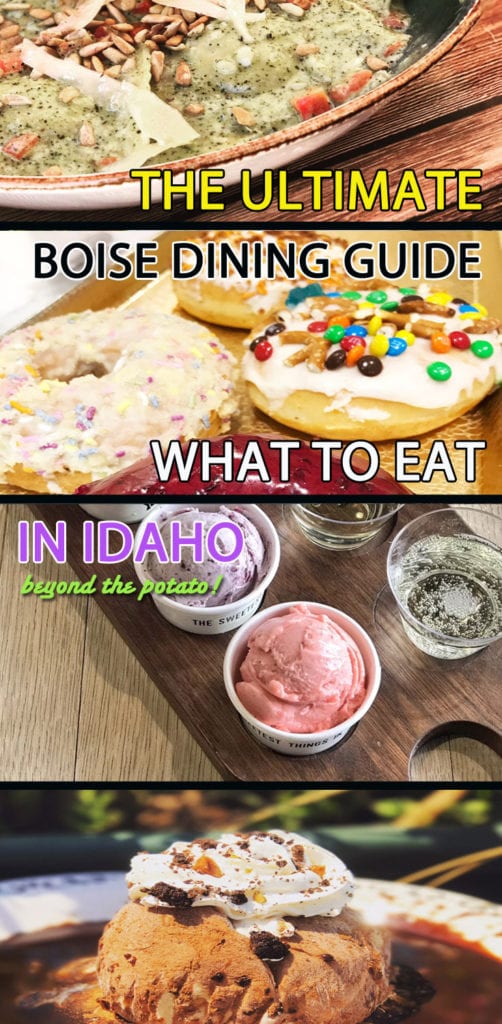 The ultimate Boise food guide. The best restaurants and foodie things to do in Boise, Idaho for fabulous eats beyond the potato. Desserts, dinners and coffee shops for all neighborhoods, budgets and travel styles. Enjoy surprising cuisine downtown and food photography for Instagram. Pictures to inspire good eats. #dining #food #culinary #eat #idaho #boise