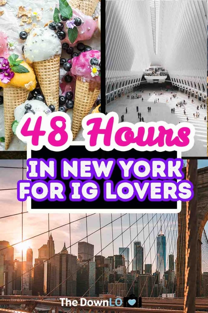 Instagram desserts NYC: The best photo and picture spots for food. Rainbow restaurants and iconic New York City attractions like the vessel, top of the rock, dumbo, and oculus. A two day weekend itinerary every traveler must see. A travel photography guide with bucket lists of things to do in Manhattan, Brooklyn and beyond. Plan your photoshoot with this map, photo ideas and guide. #newyork #nyc #iloveny #travel #food #instagram #usa #eat #rainbowfood #foods #photos