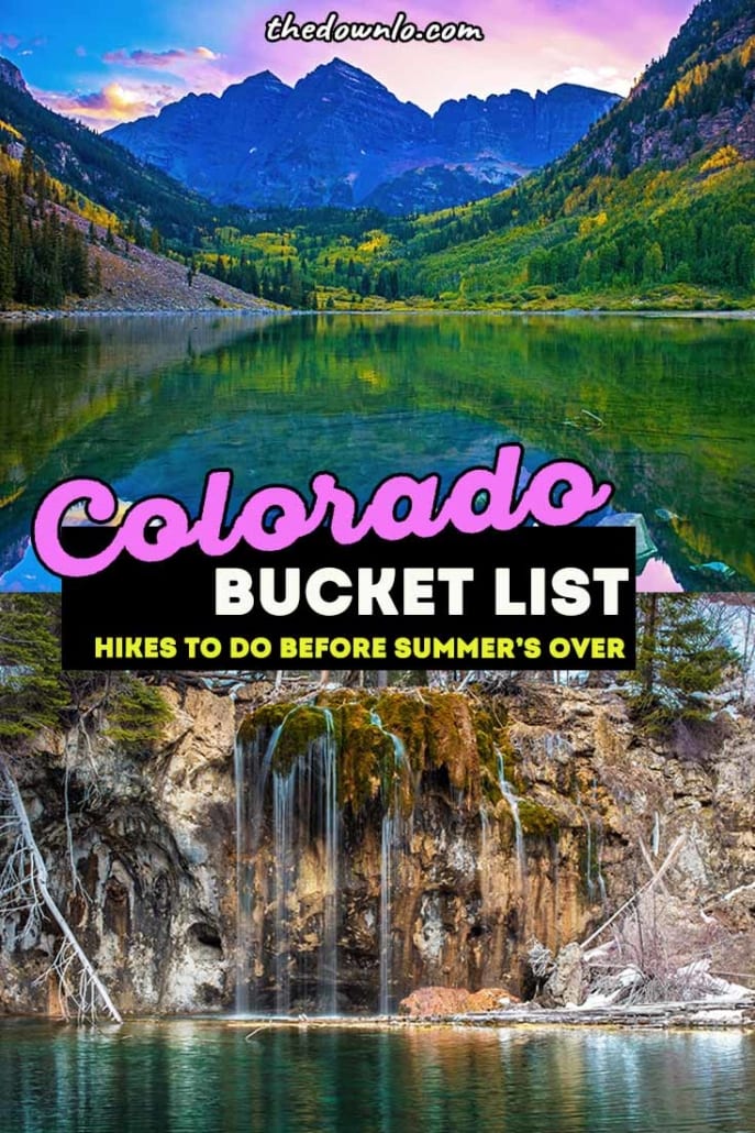 The best Colorado hiking trails for easy mountains, waterfalls, and photography near Denver. For beginners to experts to get mountain views. Summer, spring and fall pictures and ideas for day trips near Boulder, Estes Park, Fort Collins, Rocky Mountain National Park, and Colorado Springs. Nature, adventure, and beautiful places. 14ers, red rocks, Garden of the Gods and Maroon Bells. Getting outdoors is one of the best things to do in Denver with kids. #colorado #hikes #hiking
