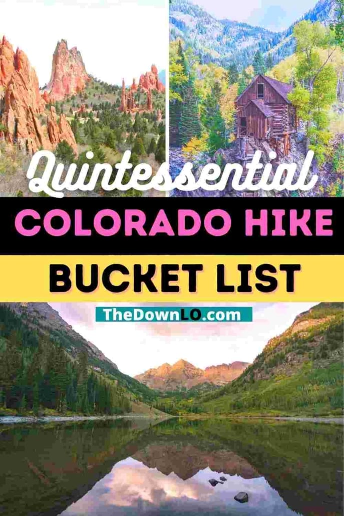 The best Colorado hiking trails for easy mountains, waterfalls, and photography near Denver. For beginners to experts to get mountain views. Summer, spring and fall pictures and ideas for day trips near Boulder, Estes Park, Fort Collins, Rocky Mountain National Park, and Colorado Springs. Nature, adventure, and beautiful places. 14ers, red rocks, Garden of the Gods and Maroon Bells. Getting outdoors is one of the best things to do in Denver with kids. #colorado #hikes #hiking