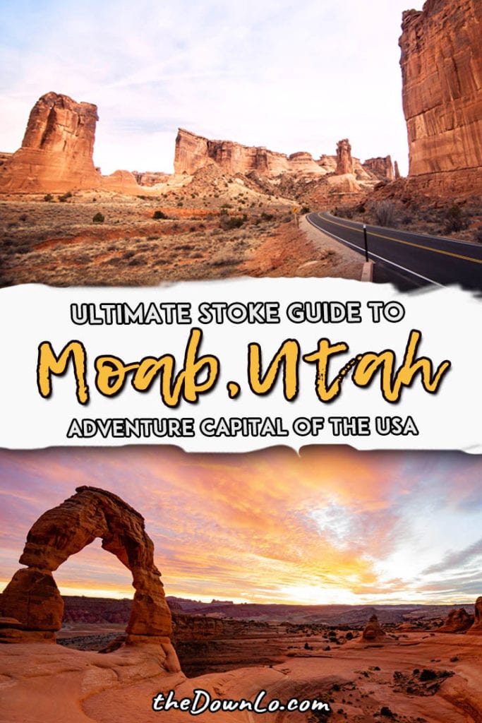 The best things to do in Moab, Utah: epic adventures to have on Utah bucket lists. Explore Arches National Park, Canyonlands National Park and go mountain biking, hiking, jeeping, and rock climbing. Easy road trips from Colorado or Utah, this fun vacation destination must be on outdoor bucket lists. This travel guide has all the best hikes, photography and adventure spots for fun free ideas of attractions and places to go in the desert with kids. #travel #summer #roadtrip #moab #utah #nps #ut