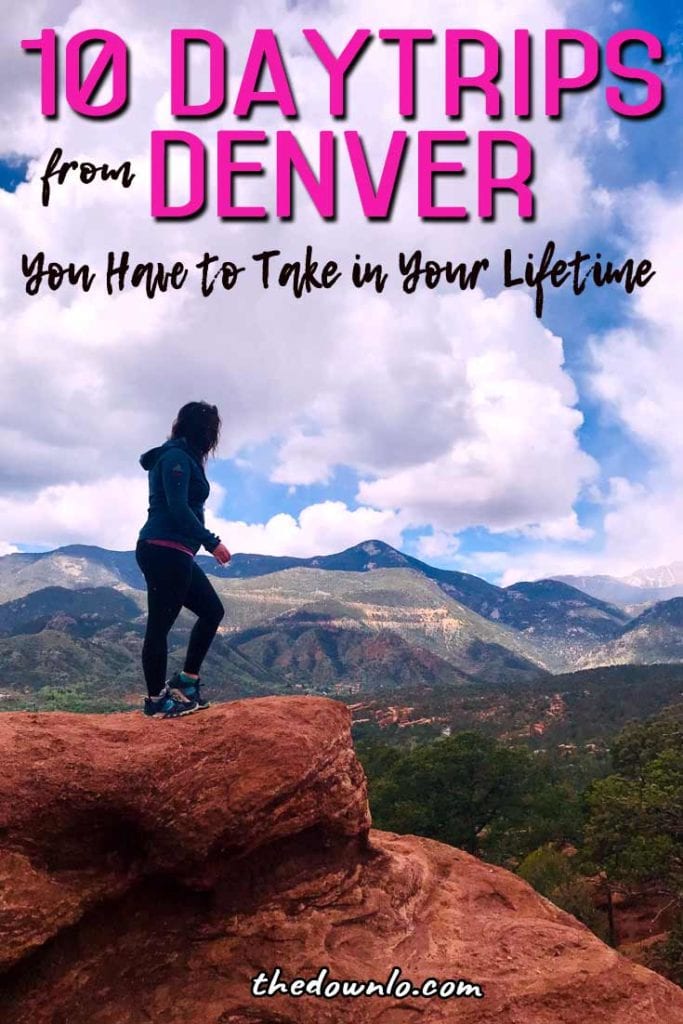 The best day trips from Denver, Colorado to have on your bucket lists with kids. Fun things to do in the Rocky Mountains, Red Rocks, surrounding cities like Boulder and Colorado Springs, and the national parks in winter and summer. Pack the car and make it a road trip for hiking, photography, nature and scenery! This is USA travel and vacation goals with what to do in pictures and Instagram spots. #colorado #denver #roadtrips