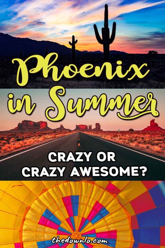 Things to do in Phoenix, Arizona. Travel tips for surviving summer in the hot hot desert heat and things to do with kids, families, adventure, and free fun. It's a great budget trip destination in the off-season with ideas for road tripping around the Grand Canyon state and activity suggestions for food, parks, art, gardens and selfie spots in one of America's beautiful Southwest cities. #vacations #summer #arizona #az #phoenix