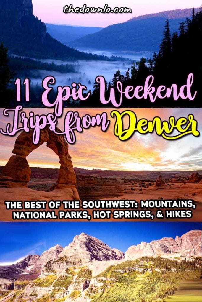 The best Denver road trips and weekend getaways from Denver, Colorado. Looking to escape the Mile High? Here are the best trips in and around Colorado, the Rocky Mountain towns like Aspen, natural beauties like the Maroon Bells, national parks like the Badlands, and neighboring states like Wyoming. All are easy roadtrips and great drives across america. #usa #co #denver #roadtrip