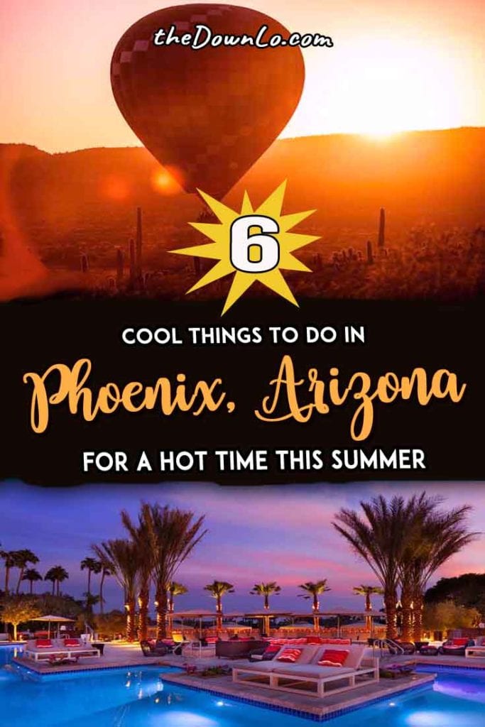 Things to do in Phoenix, Arizona. Travel tips for surviving summer in the hot hot desert heat and things to do with kids, families, adventure, and free fun. It's a great budget trip destination in the off-season with ideas for road tripping around the Grand Canyon state and activity suggestions for food, parks, art, gardens and selfie spots in one of America's beautiful Southwest cities. #vacations #summer #arizona #az #phoenix
