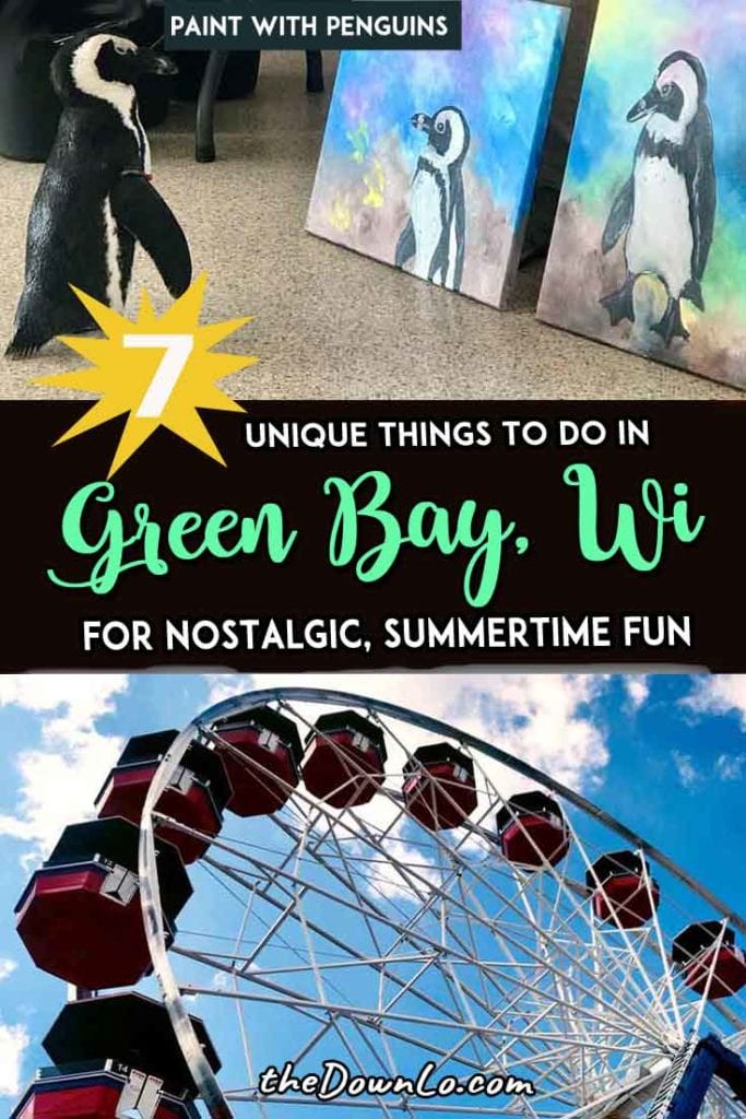 Looking for fun things to do in Green Bay, Wisconsin? Explore the downtown city, the Packers legacy, awesome restaurants (with plenty of cheese), and attractions for adults and kids alike. Enjoy the Midwest's best food, photography spots, paint with animals, and football fans (go pack go). Children or couples won't be bored on this US lake town. #greenbay #wi #wisconsin #travel #usa #midwest #america