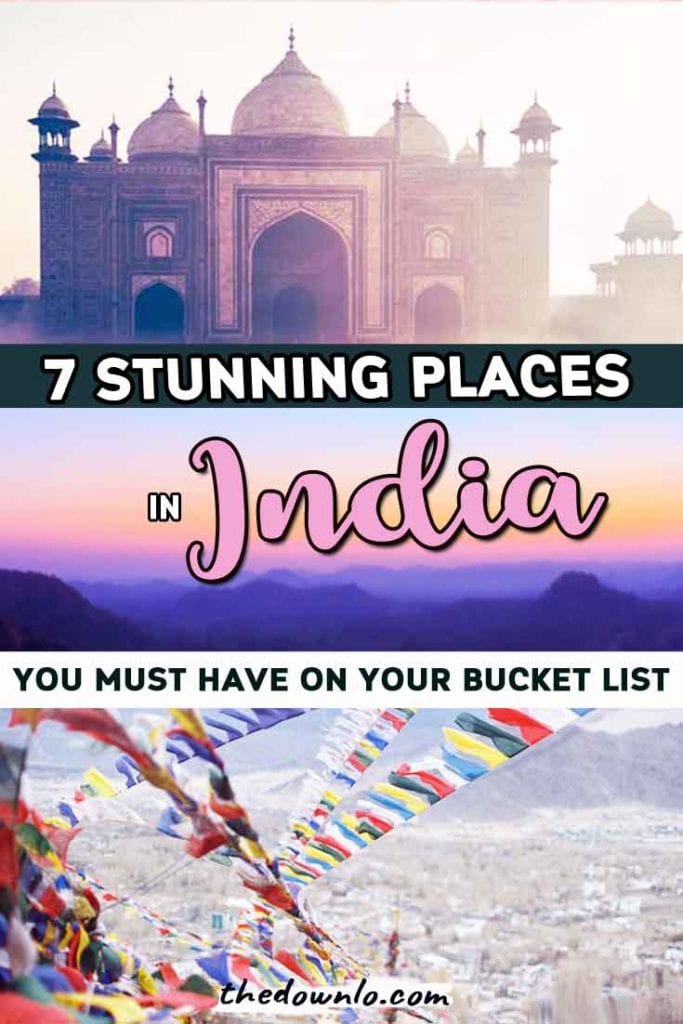 India travel: beautiful places and destinations for Instagram photography and wanderlust. Amazing photos, pictures, cities, temples, nature, and culture for adventure, palaces, and trips. Honeymoons across the country in Kerala, New Delhi, Jaipur, Taj Mahal, beaches, and beyond for beauty, inspiration, and dreams. #india #travel #bucketlist