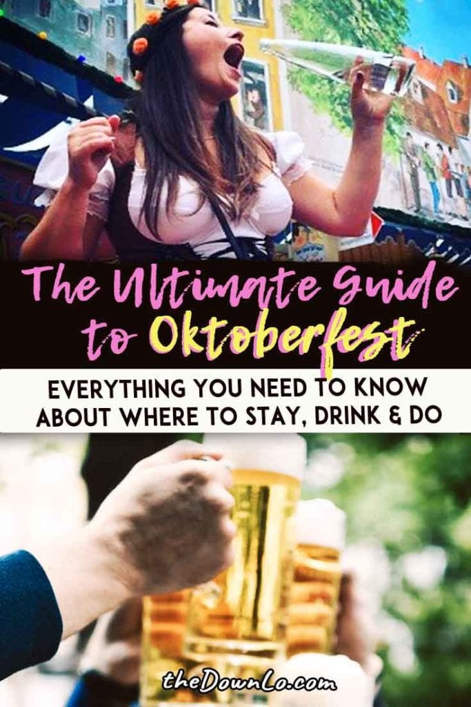 Everything you need to know about tips for traveling to Oktoberfest in Munich, Germany and general festival information. What costume or outfit to wear, where to stay, where to party, what beer tents to visit, food to eat, and activities beyond drinking + pictures to inspire your trip! Dirndl and lederhosen required! #oktoberfest #munich #gemany #festival #festivals