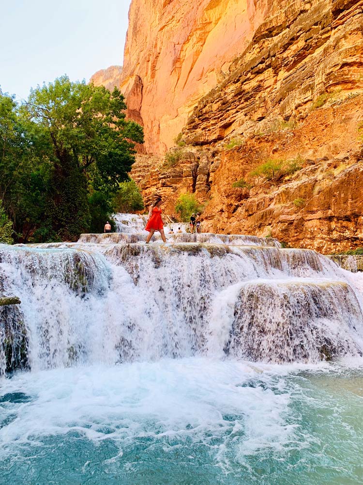 The ultimate guide to the Havasupai Falls hike in Arizona from complete packing list to camping, backpacking, lodge, and photography info. Tips and pictures for how to score a permit, where in the campground to sleep, photo tips, waterfall inspiration, and useful info about the helicopter, food and clothes to bring, and the trail. #pics #havasupai #havasu #waterfalls #arizona #grandcanyon  #waterfall #hiking