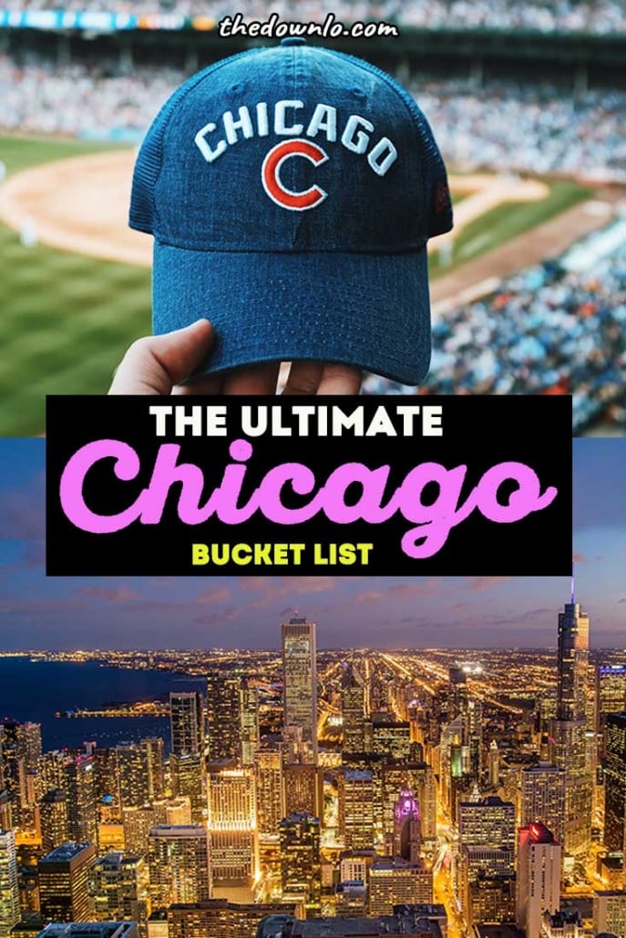 Chicago bucket list: the ultimate Windy City travel must-dos. Things to do in Chicago from photography and food to clubs, museums, and city skyline views. Neighborhoods, downtown restaurants, and Instagram spots to visit like the Bean, Skydeck, Riverwalk, Lincoln Park, Millenium Park, Magnificent Mile, Wrigley Field, and Navy Pier, plus shopping, pizza, hot dogs, Chinatown, the lake, architecture and other bucket list attractions. #chicago #guide #travel #bucketlists