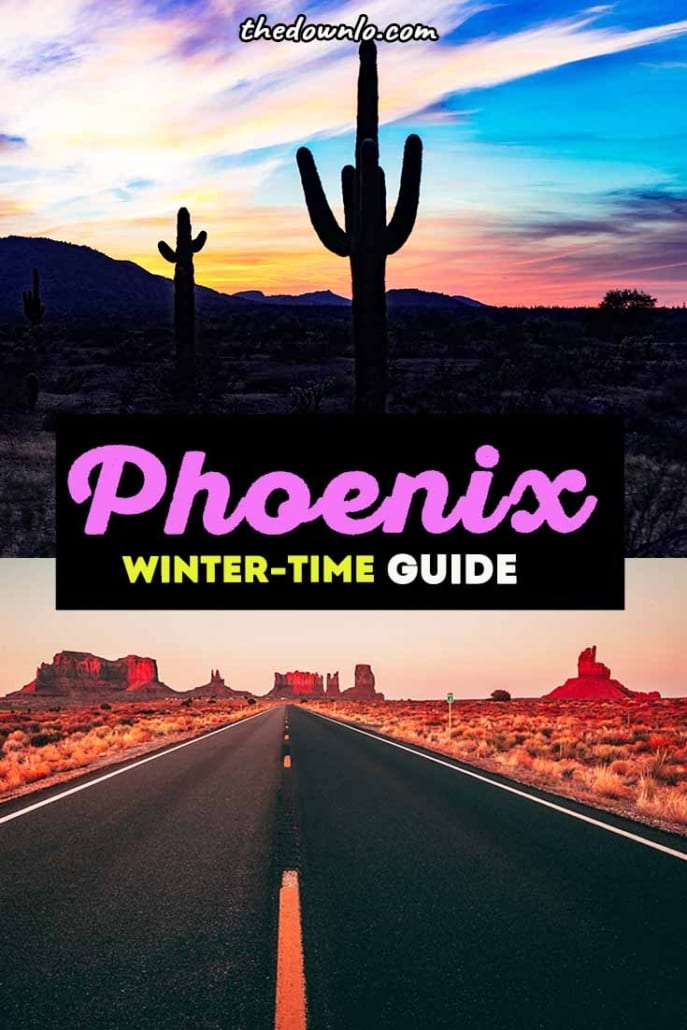 What to do in Phoenix in winter, a guide for snowbirds. Enjoy hiking in the desert, relaxing at the resorts, seeing baseball for spring training, murals and art, and golf.