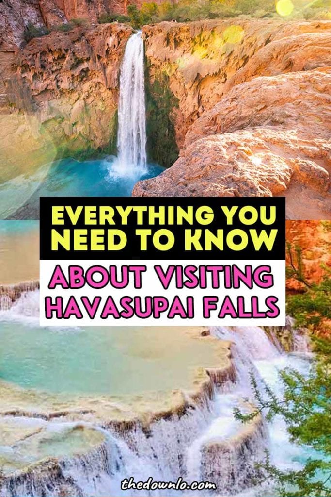 Havasupai Falls, Arizona bucket list trip. Hiking tips, packing list, camping, backpacking, lodge, and photography info. How to score a permit, where in the campground to go, photo tips, waterfall pictures, and helpful info about the helicopter, food clothes to bring, and trail map for these epic Grand Canyon waterfalls. #pics #havasupaifalls #havasupai #havasu #waterfalls #arizona #grandcanyon #waterfall #hiking #havasufalls