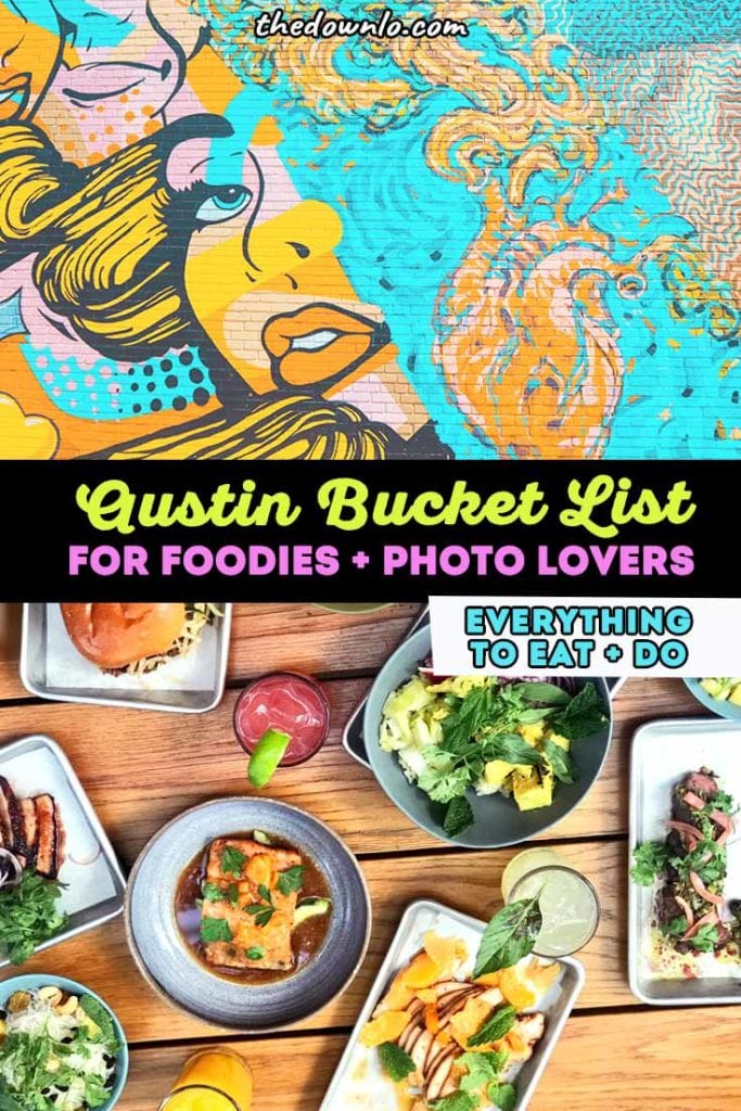 Austin weekend itinerary: a bucket list guide for a Texas Getaway. The best free kid friendly attractions and girls trip ideas for where to eat downtown, the best restaurants and food trucks, weird things to do, pictures and street art spots, food trucks and foodie fun, outdoors and nature, and murals for Instagram photography. Bucket lists and photo inspo for TX with kids, couples, and girlfriends in winter, summer, spring or fall. #austin #tx #texas