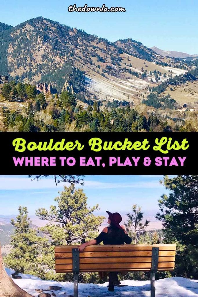 Things to do in Boulder for your Colorado bucket lists. A quick road trip from Denver, the Rocky Mountains or Estes Park, here are the best restaurant options, photography, shopping and outdoor hiking spots in winter and summer with kids or without for free fun and unique, cool things to do in winter, summer, spring or fall. #mountains #usa #america #travel #outdoors #colorado #boulder #co