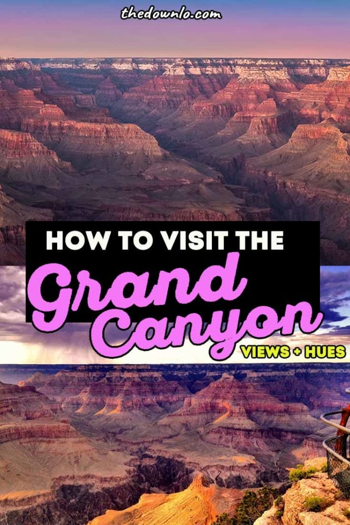 How to visit Grand Canyon National Park, a US vacation on a budget. Travel tips, photography spots, and vacation ideas for Arizona outdoor adventures. Visit the South Rim, West Rim, and North Rim for the skywalk (glass walkway), rafting, railway, helicopter tours, and bucket list hikes. Things to do with kids, road trips and day trips, best hotels, where to stay, and waterfall hiking and camping ideas in America for national park trips.