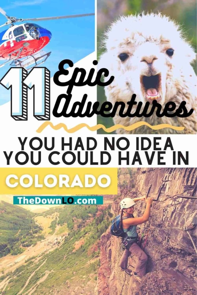 Crazy adventure activities you didn’t know you could have in Colorado. Adventurous attractions for Colorado road trips and weekend getaways from animal encounters to hikes, outdoor experiences like heli skiing and ice climbing for memorable road trips and family travel.