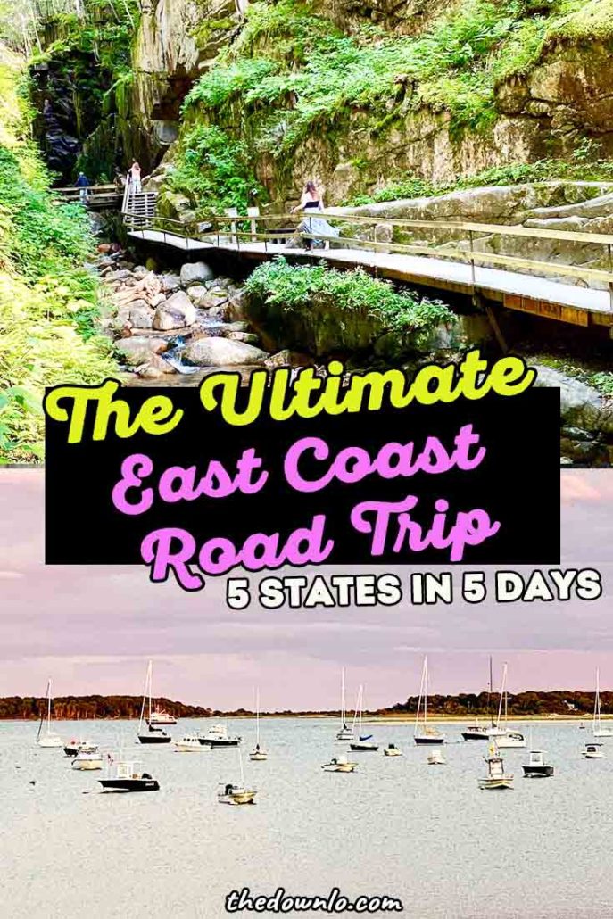 The ultimate east coast road trip for fall, spring or summer - explore the USA and hit 5 states in 5 days. Conquer your America bucket list with east coast adventures and things to do in Maine, New Hampshire, Vermont, Connecticut, Rhode Island and Cape Cod, Massachusetts. A drive itinerary for a week vacation on the east coast with kids or family from Boston to Maine stopping for food, fun, outdoor adventure, and nature.