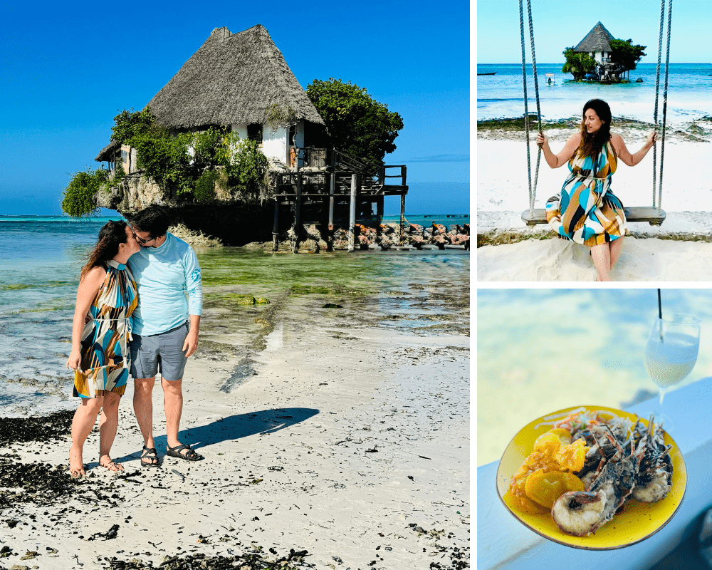 Dining at the Rock Restaurant, Zanzibar bucket list attraction.