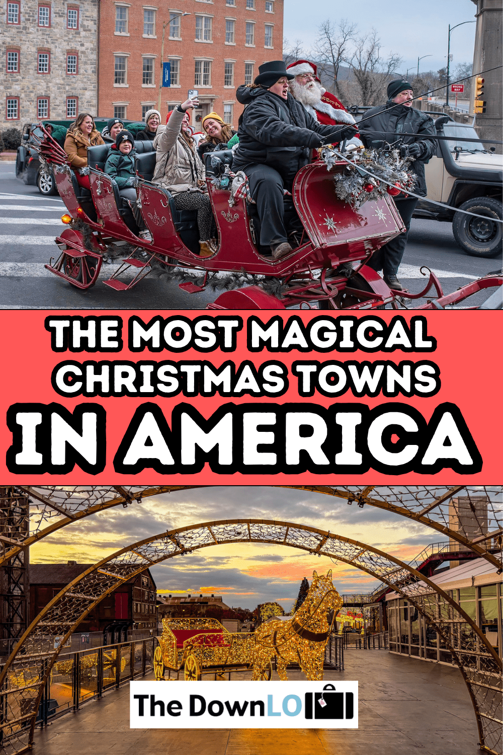 The Most Magical Christmas Towns in America for winter travel and holiday trips in the US.